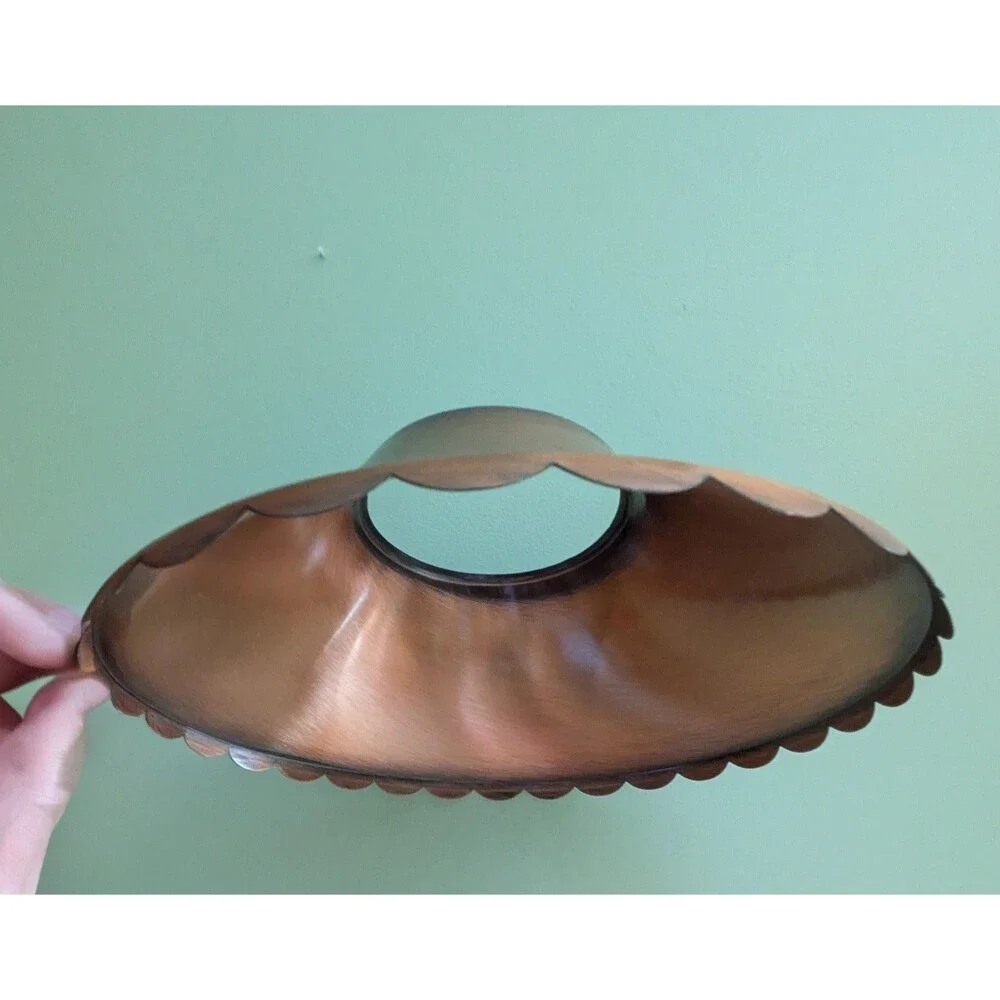 VTG Chandelier Copper Light Shade Pendant Vintage Parts Scalloped Edge MCM